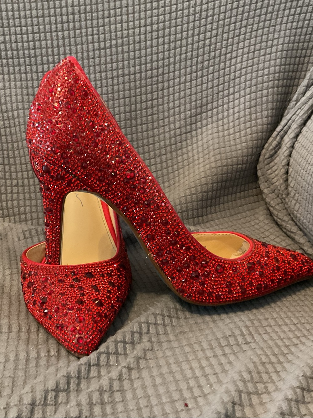 Betsey Johnson Red Crystal Pointed D'Orsay Pumps - Picture 7 of 8